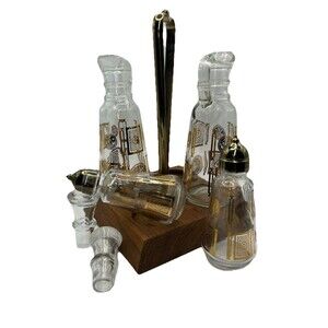 Anchor Hocking Cruet Salt Pepper Oil Vinegar Stopper Gold Medallion